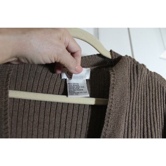 Talbots Woman Brown Cotton/Alpaca Blend Wrap Front Cardigan sz 2X - Picture 4 of 4